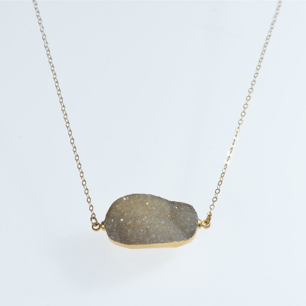 Druzy Quartz Gold Necklace