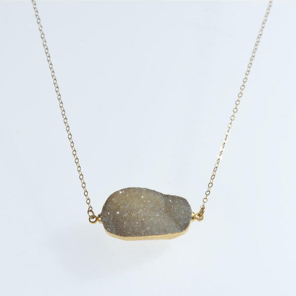 Druzy Quartz Gold Necklace