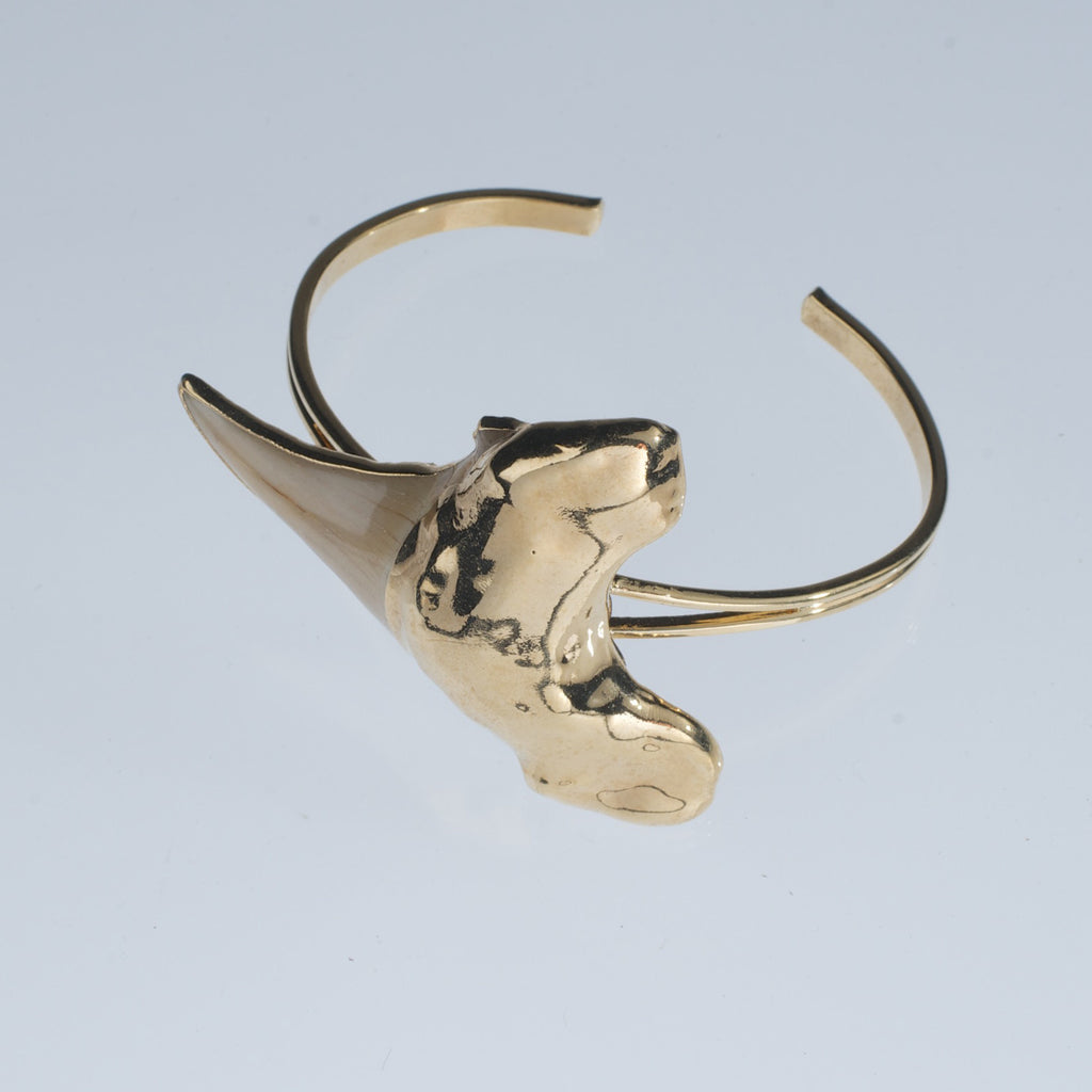 Gold-Dipped Megalodon Shark Tooth Cuff Bracelet