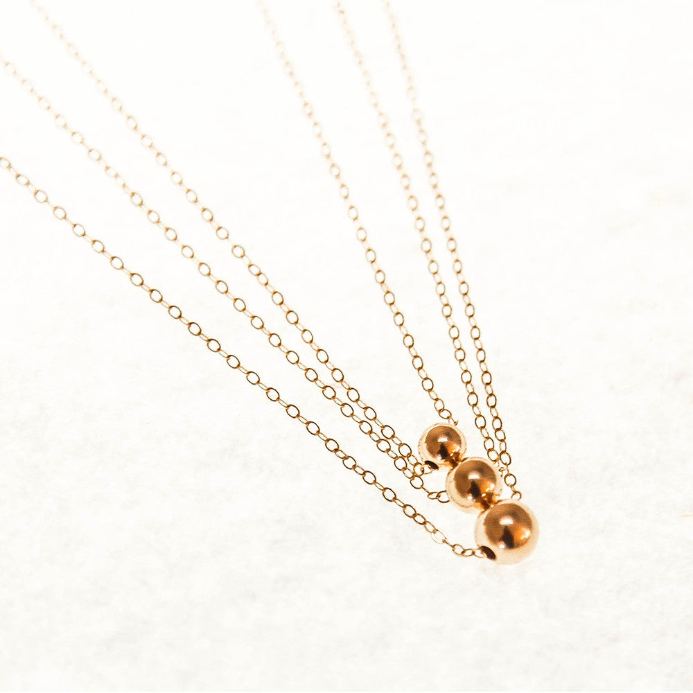 Triple Ball & Chain Gold Necklace