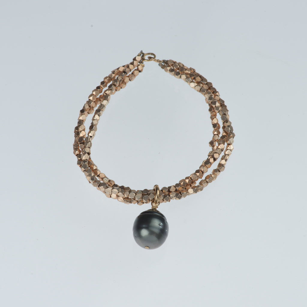 Rose Gold Pyrite Tahitian Pearl Bracelet